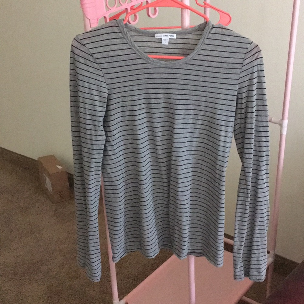 James Perse Stripe grey and black shirt